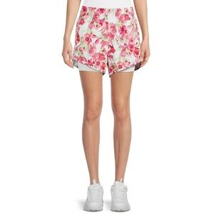 AVIA Pink and White Athletic Shorts with Floral Design